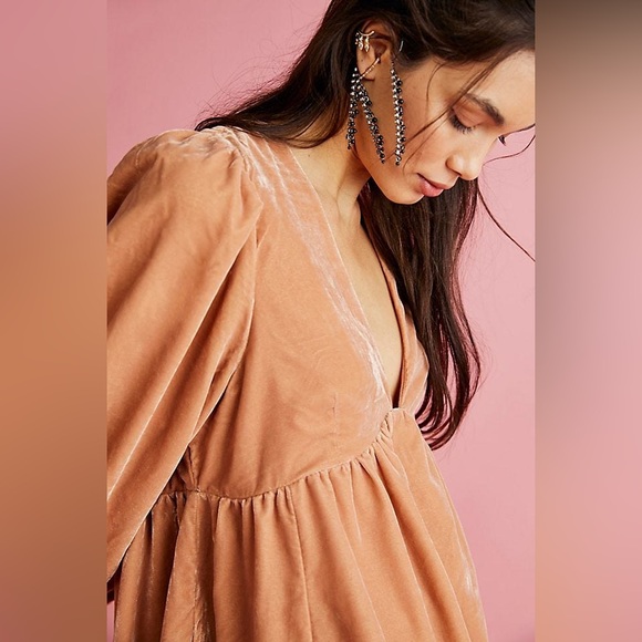 NWT Free PeopleEstella Velvet Mini Dress In Rose Pearl - Picture 7 of 11
